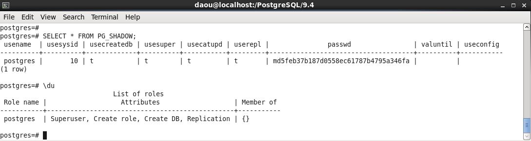 PostgreSQL-USER 조회