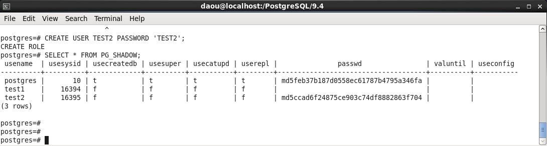 PostgreSQL-USER 생성