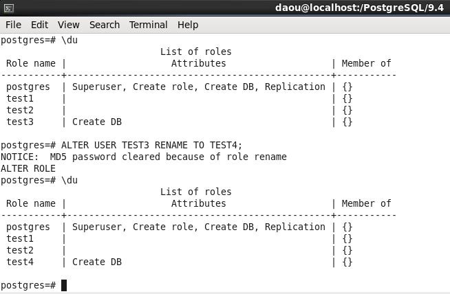 PostgreSQL-ALTER USER 변경 및 삭제