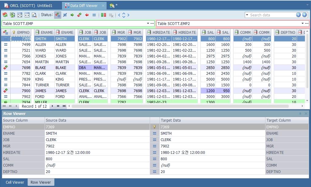 Toad Data Point Data Diff Viewer